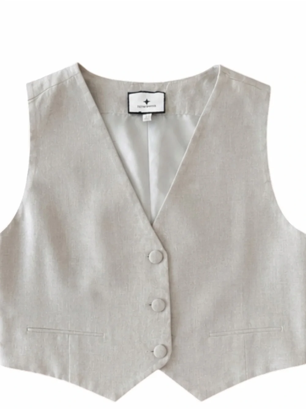 Tuckernuck Natural Linen Swing Freya Vest Size Small - Picture 3 of 5